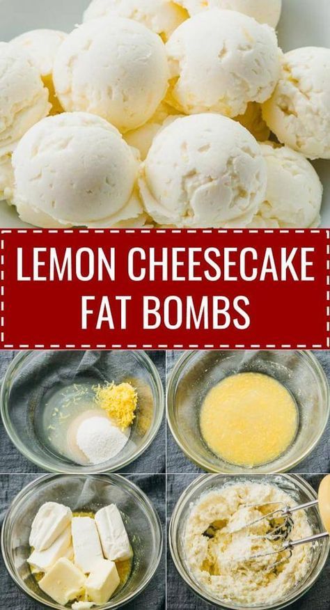 These lemon cheesecake fat bombs remind me of mini frozen cheesecake and ice cream. It's a no bake recipe that's healthy, low carb, sugar free, gluten free, and keto friendly. Whether you're looking for quick snack ideas for weight loss or just trying to eat healthier, these fat bombs are a portable sweet treat that's easy to make. Click the pin to find the recipe, nutrition facts, cooking tips, & more photos. #healthy #healthyrecipes #lowcarb #keto #ketorecipes #glutenfree