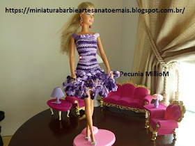 Vestidinho de Croche Com Pontas de Flores Para Barbie Por Pecunia MillioM 9