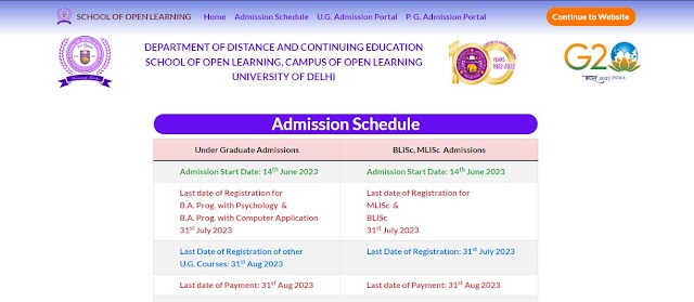 Delhi University DU SOL Open Admission 2023
