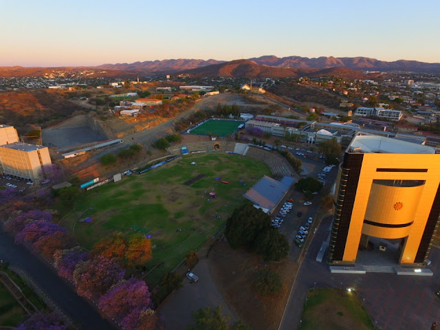 Windhoek City Center Aerial Sunset Photos - Namibia