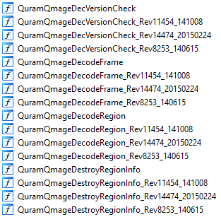 Example list of Qmage functions with four copies each
