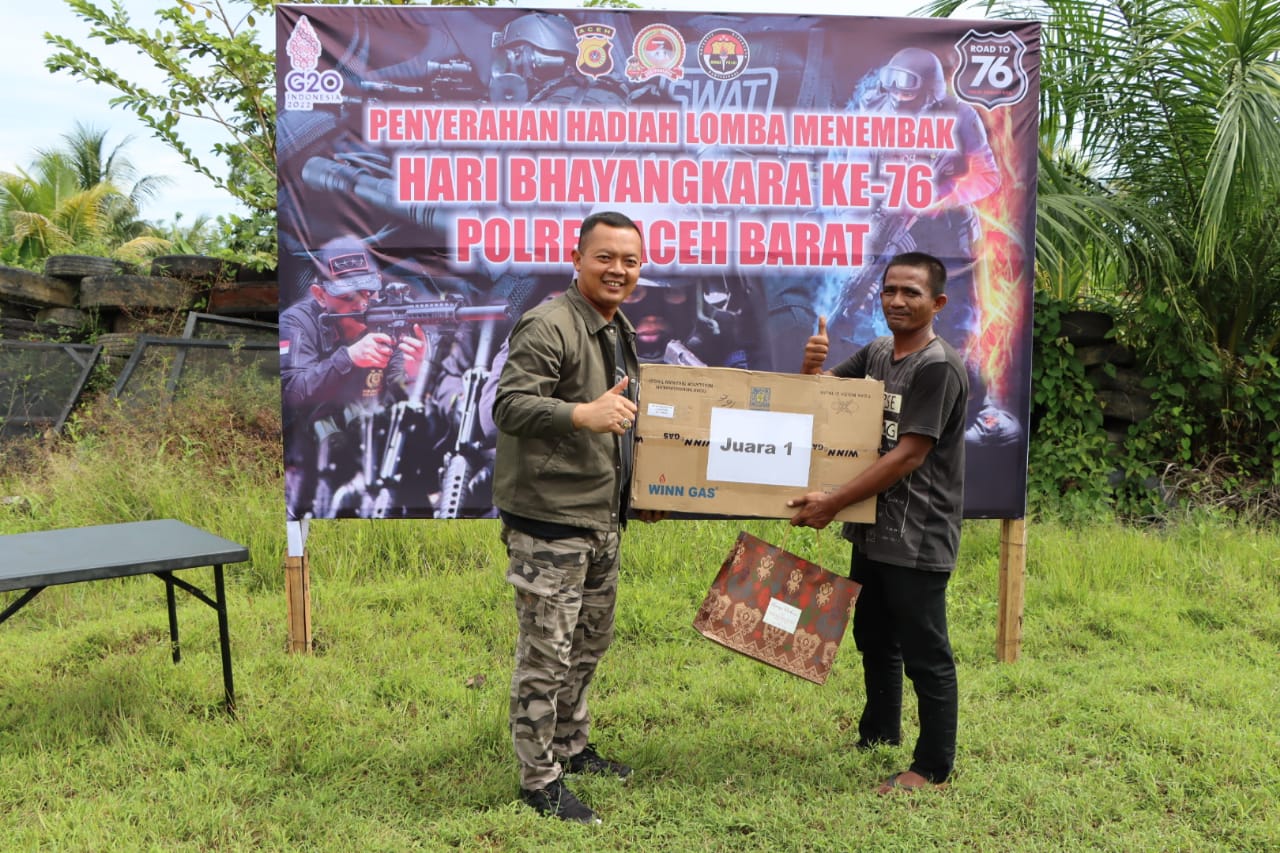 Semarakkan Hari Bhayangkara ke-76,  Polres Aceh Barat Gelar Lomba Menembak Bersama Awak Media