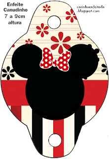 Minnie with Red, Yellow and Black Stripes: Free Printable Mini Kit.