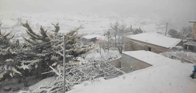 Αργολίδα: Σφοδρή χιονόπτωση και στο Αραχναίο