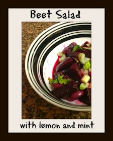 small salad of beets, celery, mint and lemon juice