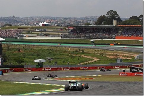 Vitantonio Liuzzi (ITA) Force India F1 VJM03. Formula One World Championship, Rd 18, Brazilian Grand Prix, Race, Interlagos, Sao Paulo, Brazil, Sunday, 7 November 2010