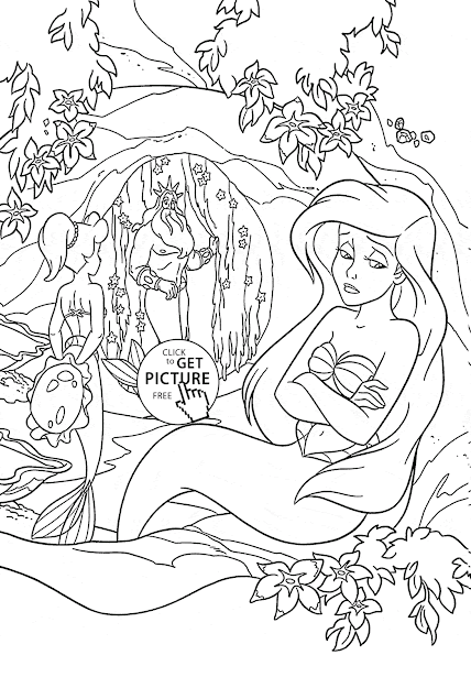Mermaid Ariel Sad Coloring Page For Kids Disney Princess Coloring Pages  Printables Free  Wuppsy