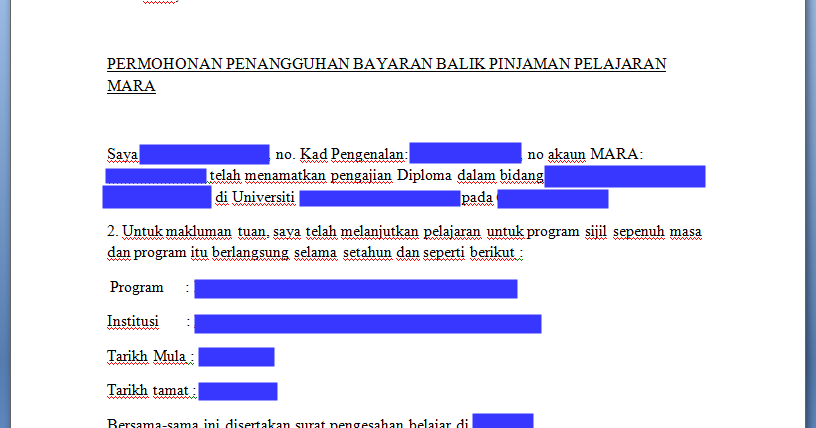 Contoh Surat Rasmi Permohonan Moratorium