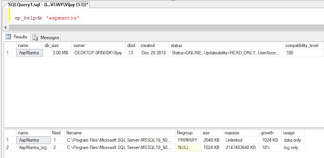 Using sp_helpdb Stored Procedure