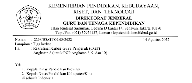 Rekrutmen Calon Guru Penggerak (CGP) Angkatan 8 (untuk PGP Angkatan 8, 9, dan 10)