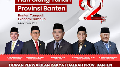 DPRD Provinsi Banten Mengucapkan Dirgahayu Provinsi Banten Ke-22 Tahun