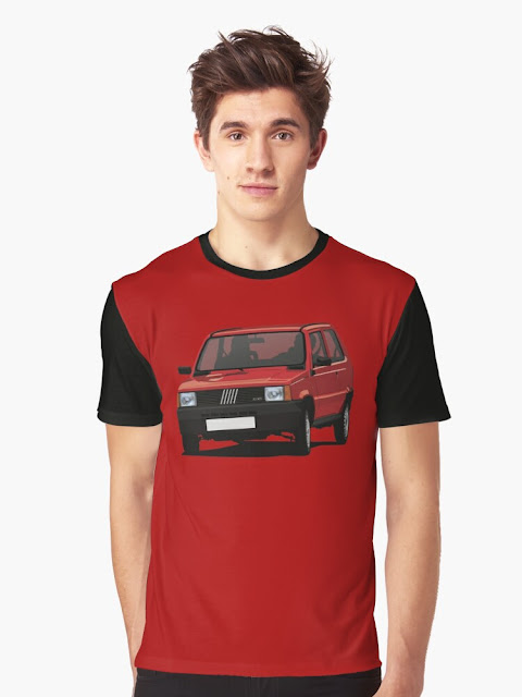 Red Fiat Panda 80s t-shirt