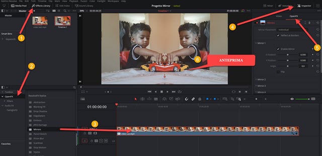 effetto mirrors con da vinci resolve