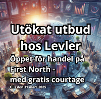 Handla courtagefritt på Nasdaq Stockholm hos Levler fram tills den 31 mars 2025, First North inkluderat