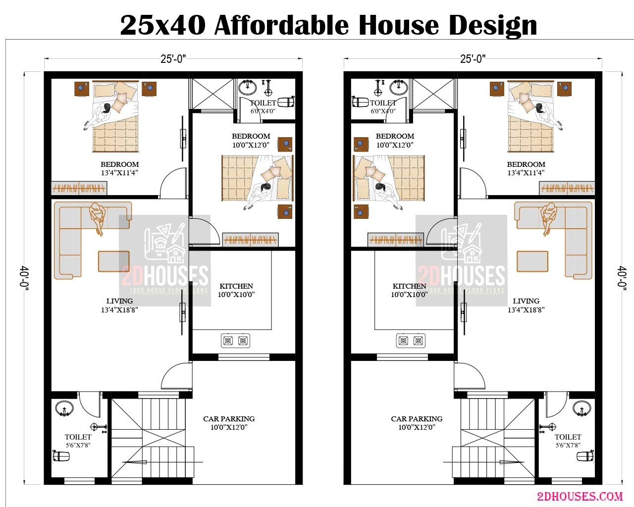 25x40 south facing house plan