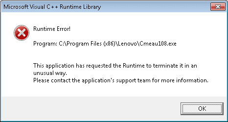 This Application Has Requested The Runtime To Terminate It In Unusual Way