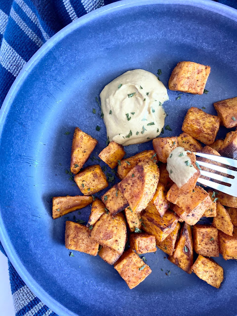 Sweet & Spicy Air Fryer Sweet Potatoes...crispy and full of flavor these sweet potatoes are the ultimate healthy side dish or snack!