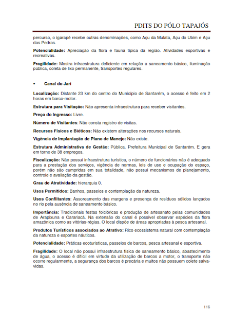 DIAGNÓSTICO DA ÁREA E DAS ATIVIDADES TURÍSTICAS DO PÓLO TAPAJÓS - NOVEMBRO 2010 - PARTE I – PARÁ – BRASIL