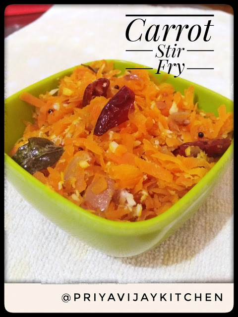 Carrot Stir Fry - Carrot Poriyal -- Carrot Recipe