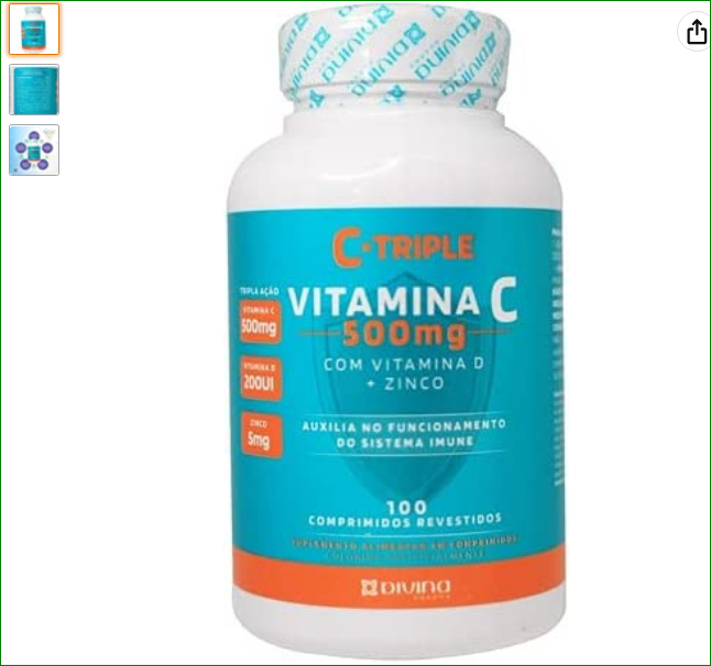 C-Triple - Vitamina C 500Mg + Zinco 5Mg + Vitamina D 200Ui X 1000 Comprimidos