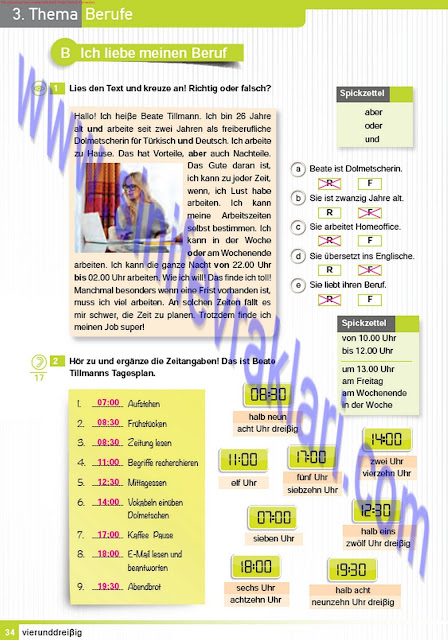 11. Sınıf Almanca A1.2 Çıpa Yayınları Ders Kitabı Cevapları Sayfa 34