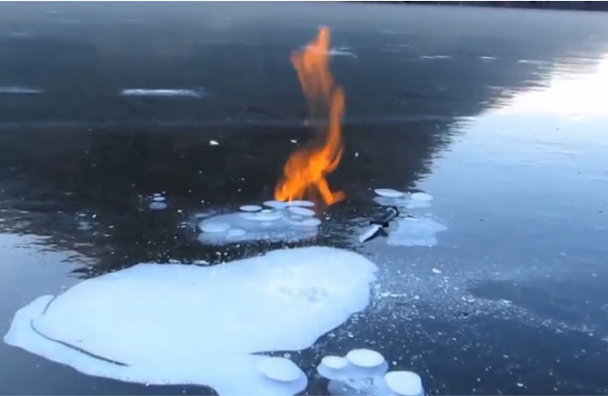 Un científico muestra cómo hacer fuego con el hielo de un lago