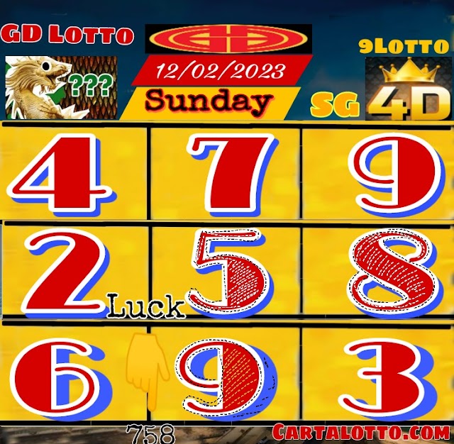 GDL Lotto Carta and 9 Lotto VIP 4D Bim Chart For Friday |4D bim