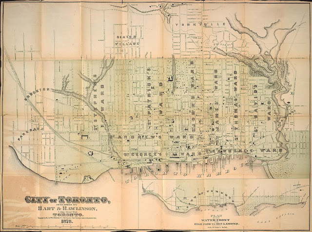 Hart & Rawlinson's Map of the City of Toronto, with Suburbs of Yorkville, Parkdale, Seaton Village, Brockton, and Ben-Lamond