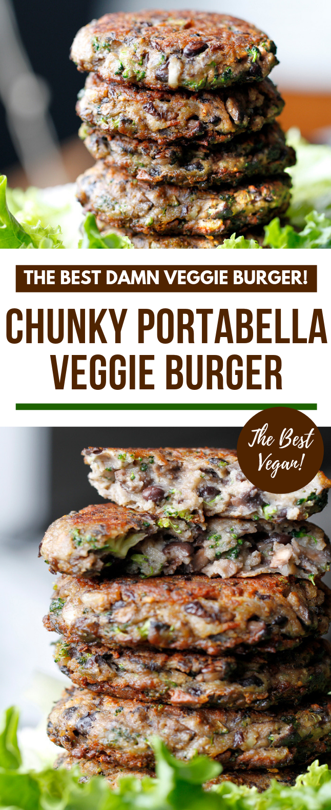 Chunky Portabella Veggie Burgers #vegetarian #recipe