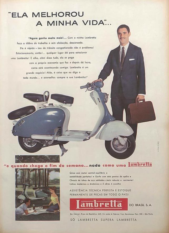 Propaganda da Lambretta promovendo seus benefícios nos anos 50