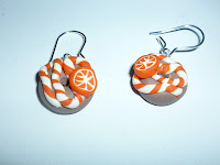 pendientes donuts naranja fimo arcilla polimerica