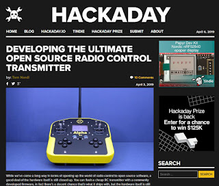 Screenshot of Alpha V1 Being Featured On Hackaday.com 