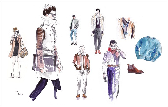 Mens fashion Fall Styles, 2013, sketches
