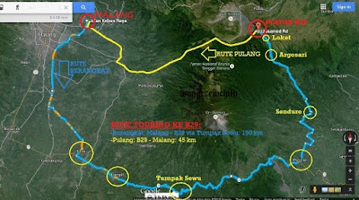 peta rute ke b29 dari malang