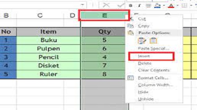 Cara Menambah Kolom di Excel