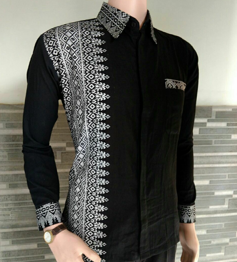 10 Model Baju  Batik Pria Lengan  Panjang  Kombinasi Kain 