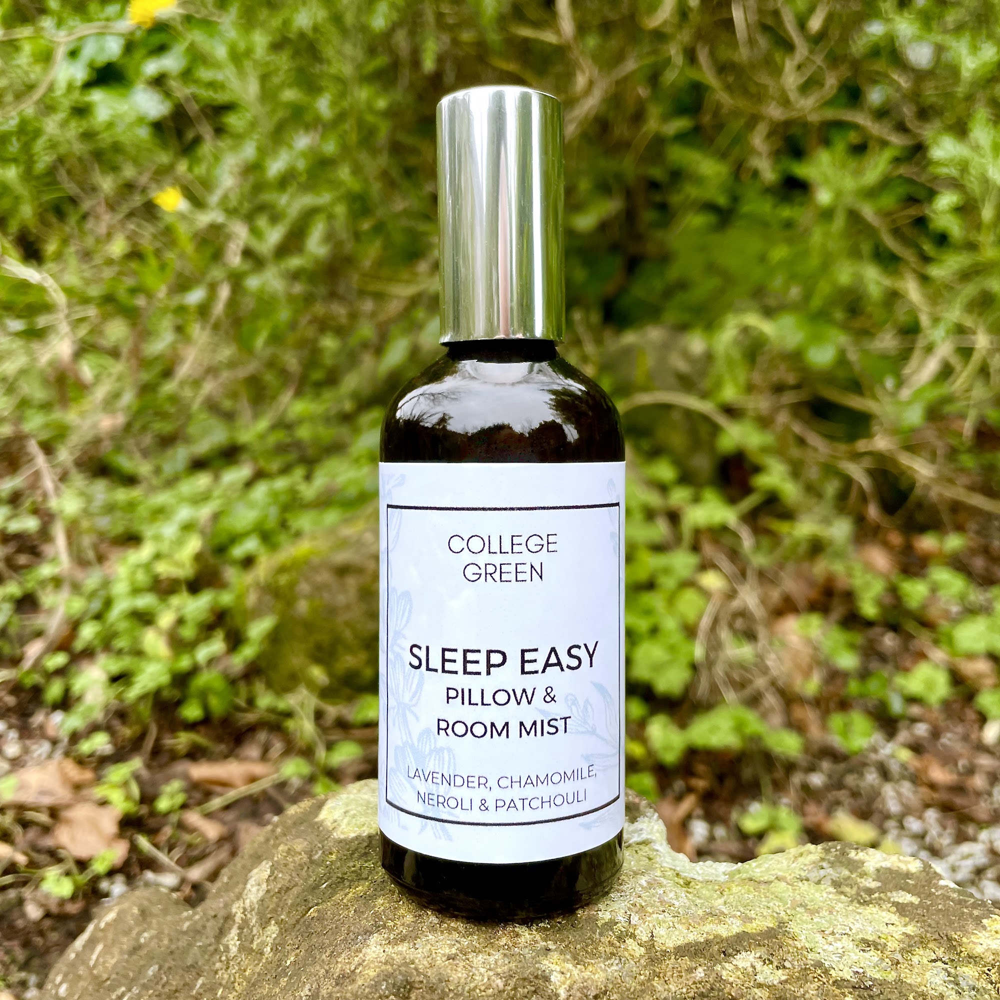 A bottle of Sleep Easy Pillow & Room Mist from College Green