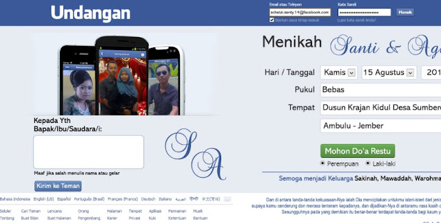 Contoh Kartu Undangan Pernikahan Facebook Format CDR Tahun 2016