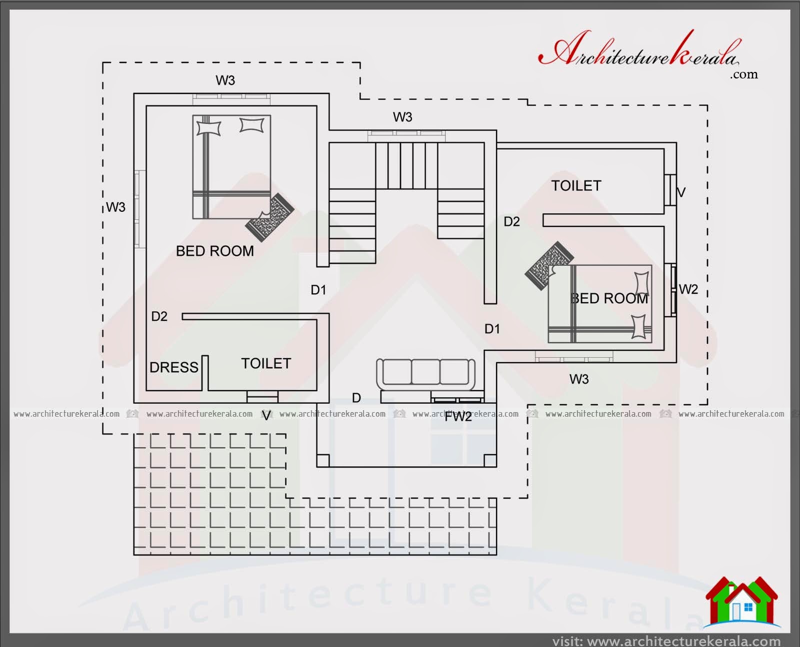 4 BEDROOM HOUSE  PLAN  IN 1400  SQUARE  FEET  ARCHITECTURE KERALA