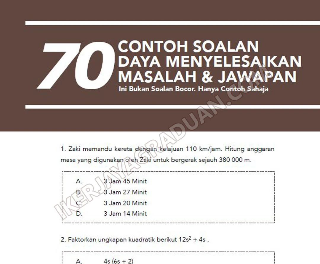 Contoh Soalan Seksyen Daya Menyelesaikan Masalah