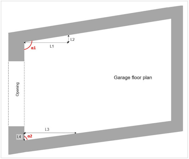 Garage floor plan with irregular shape