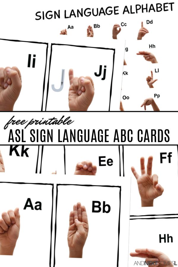 Free printable ASL sign language alphabet cards and poster