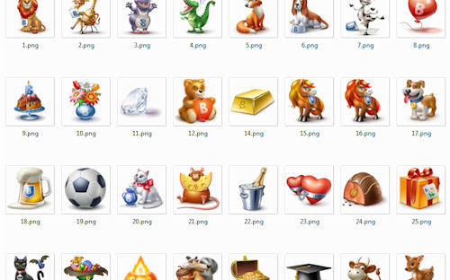 Colección de iconos png super lindos de 96x96