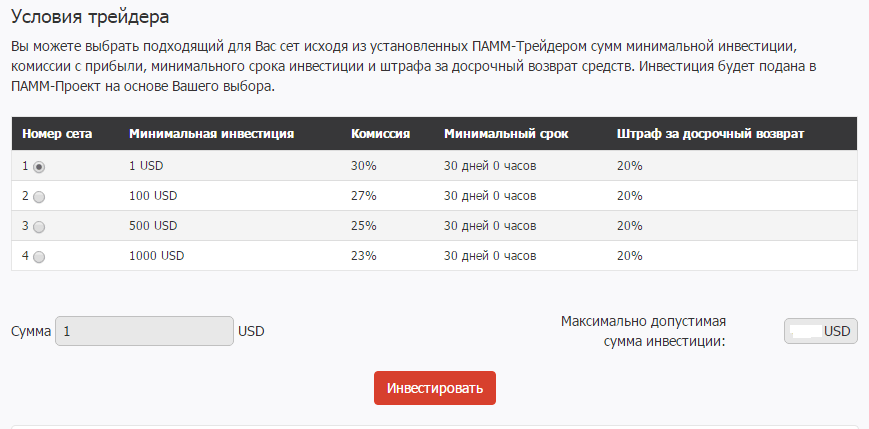 Условия трейдера в ИнстаФорекс