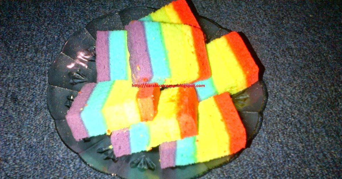 CARA MEMBUAT BOLU KUKUS PELANGI MEKAR (RAINBOW)  Resep 