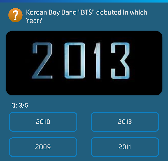 Korean Boy Band "BTS" debuted in which Year?