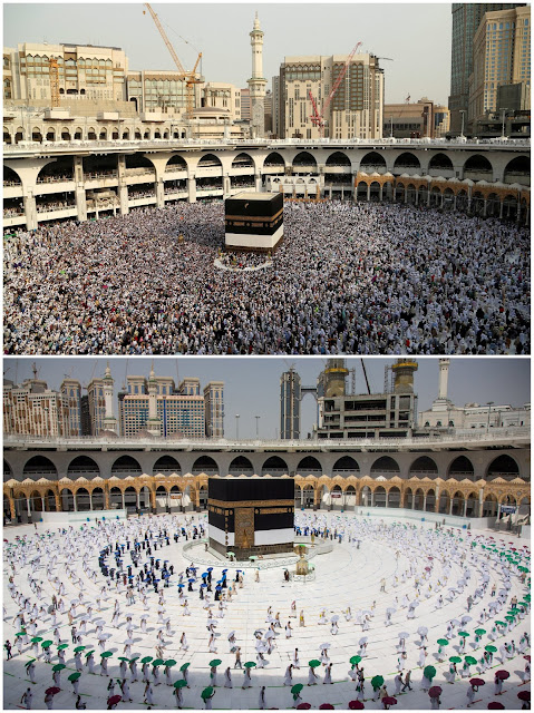 Comparison between Hajj in 2019 and 2020 by Reuters