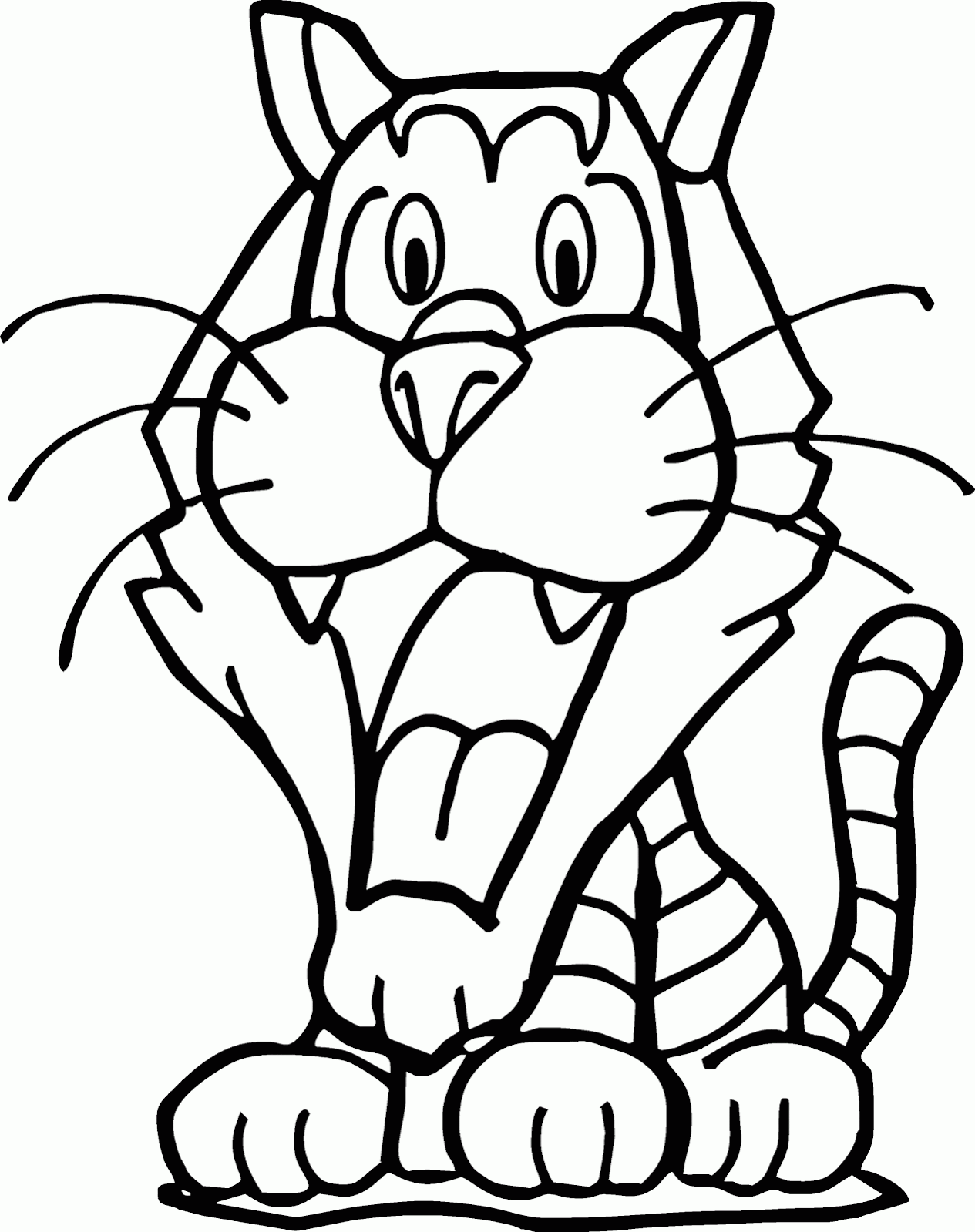 Mewarnai Gambar Harimau Versi Kartun Contoh Anak PAUD