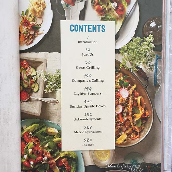table of contents in Sunday Suppers by Cynthia Graubart of Southern Living Magazine