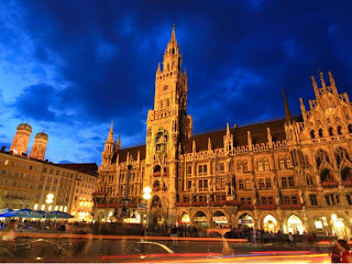 Munich town hall by night